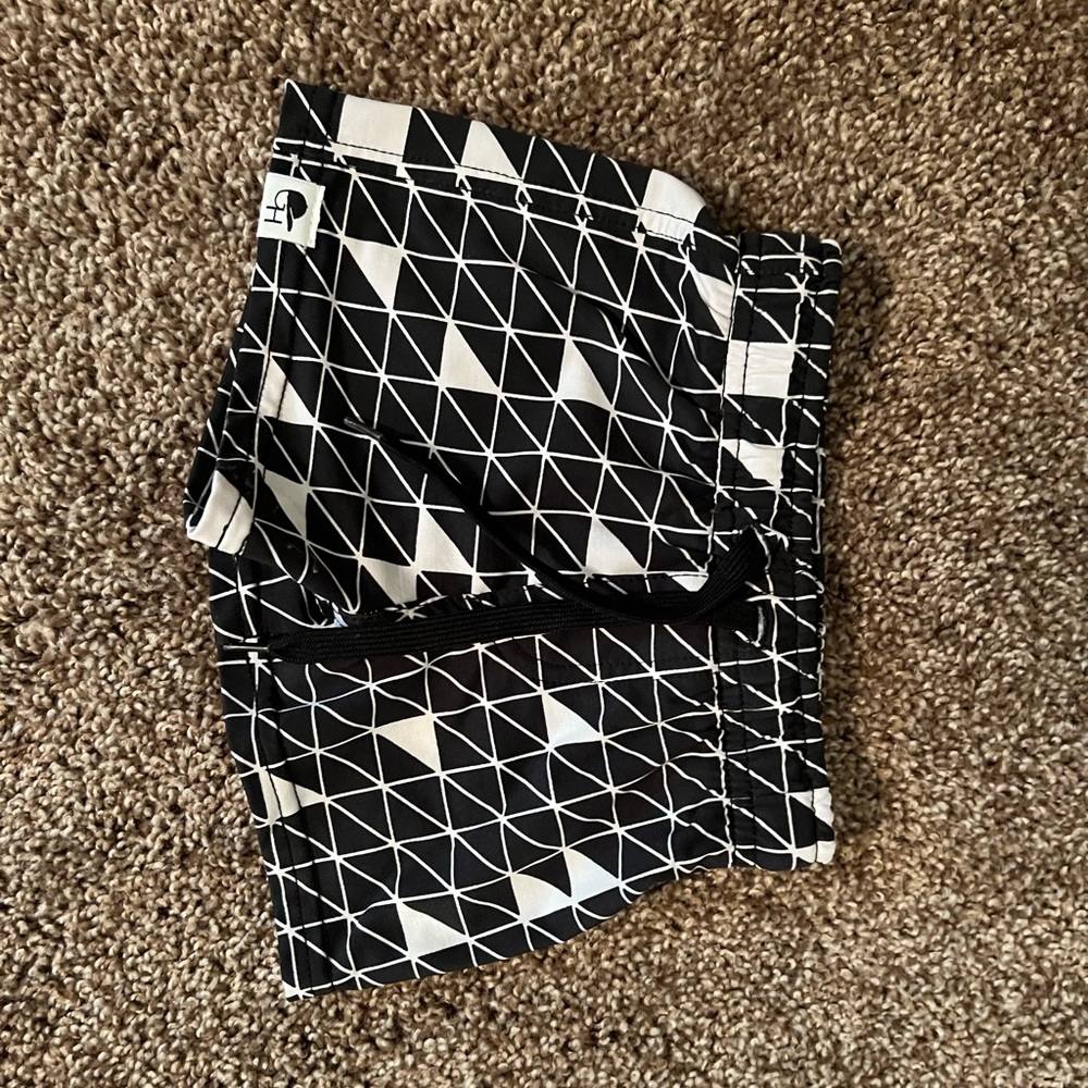 George Hats Triangle Print Swim Shorts in Black/White, 6-12M